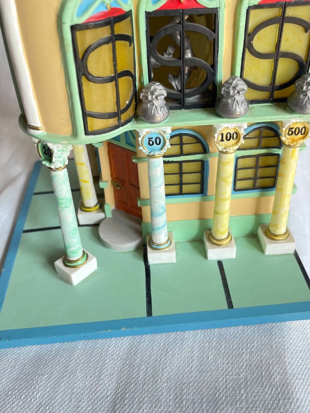 Monopoly Bank & Trust Decorative Building Figurine - Pastel Yellow, Mint, Coral - Picture 9 of 16